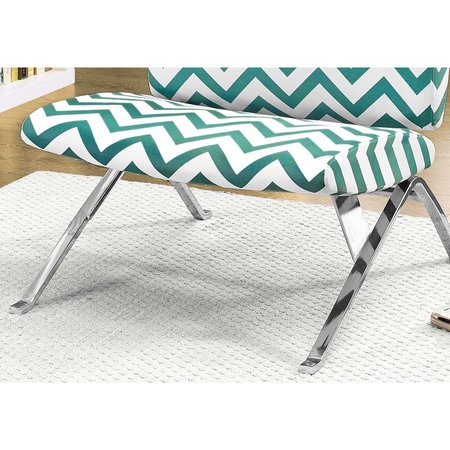 Monarch Specialties Accent Chair, Armless, Fabric, Living Room, Bedroom, Fabric, Metal, Green, Chrome, Contemporary I 8136